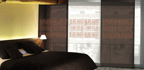 Panel japones combinado con cortinas