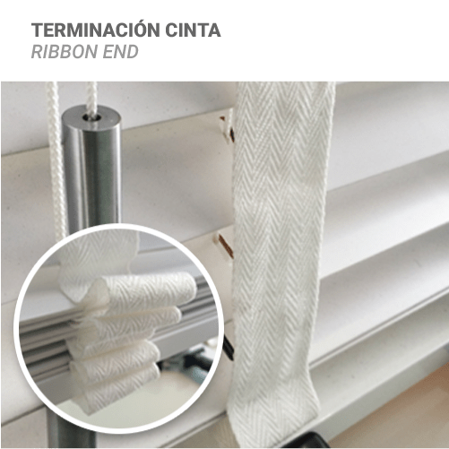 Terminación cinta para cortinas venecianas de madera natural