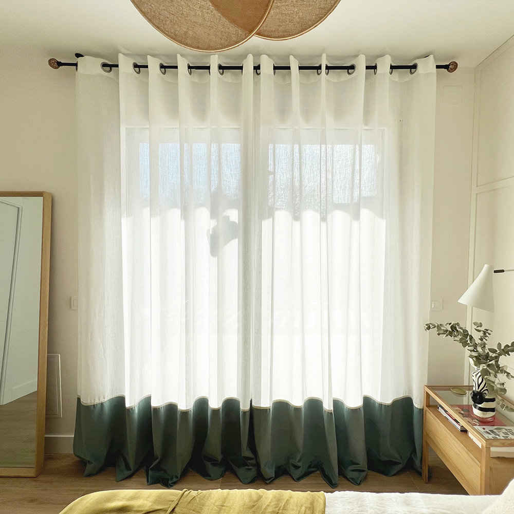 Cortinados Linodes com zócalo de veludo Lima & Lino