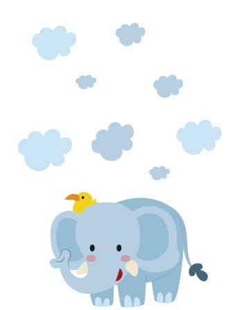 Elefante azul pajaro