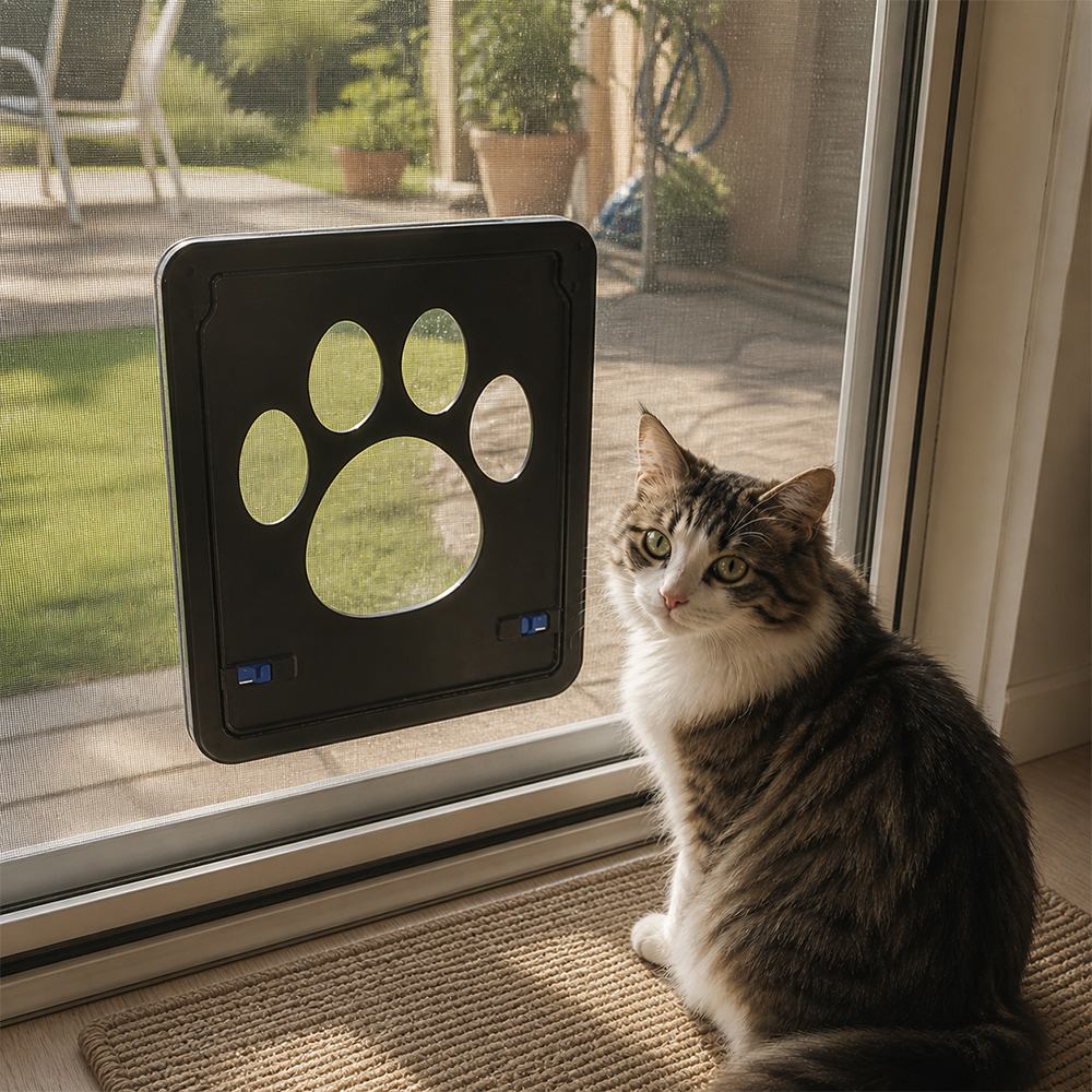Correderas resistentes para gatos con trampilla
