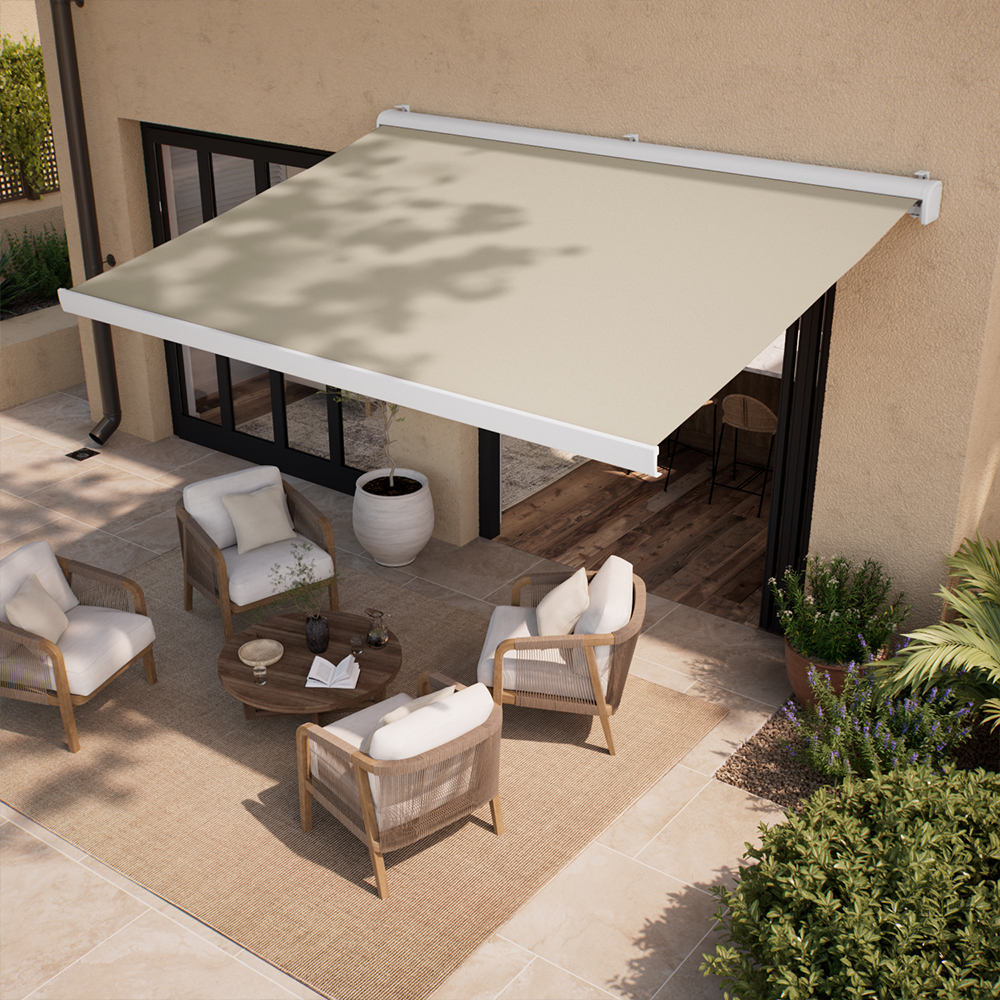 Cofre con brazo extensible motorizado Poniente Blanco 295 x 250 cm
