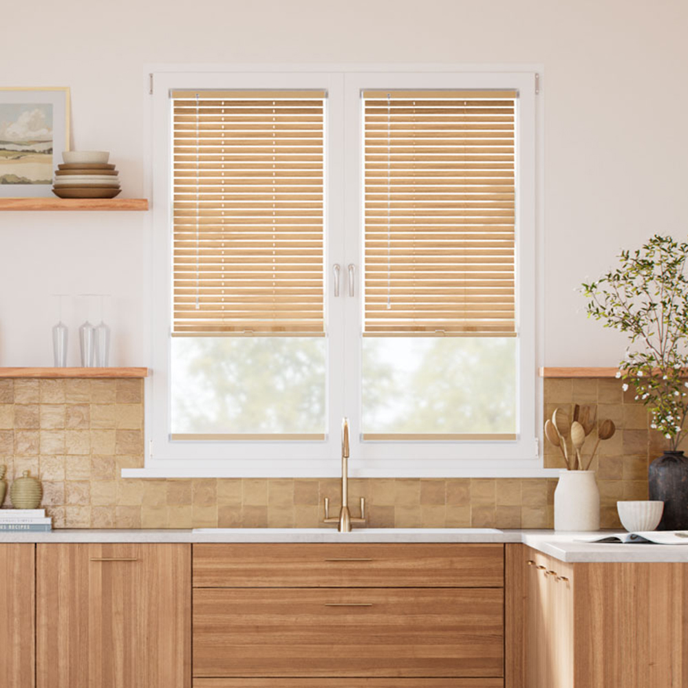 Venezianas de madeira sem furação Cristal Fit™ 25 mm Roble