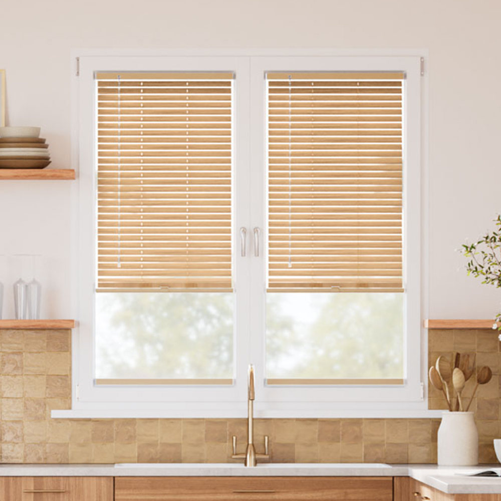 Venecianas de madera sin taladrar Cristal Fit 25 mm